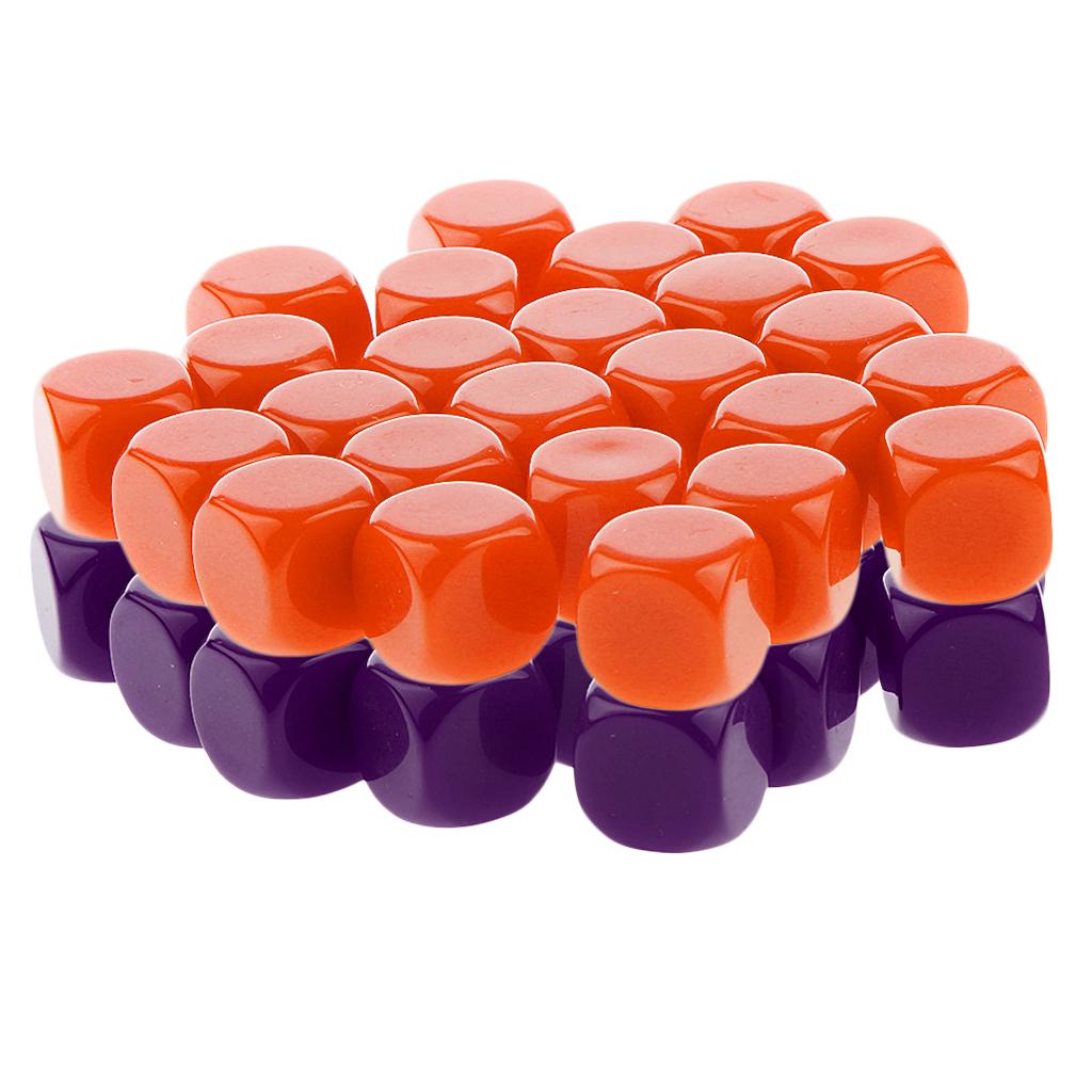 50 Pieces Opaque Blank Dice D6 for D&D RPG Party Games Purple + Orange