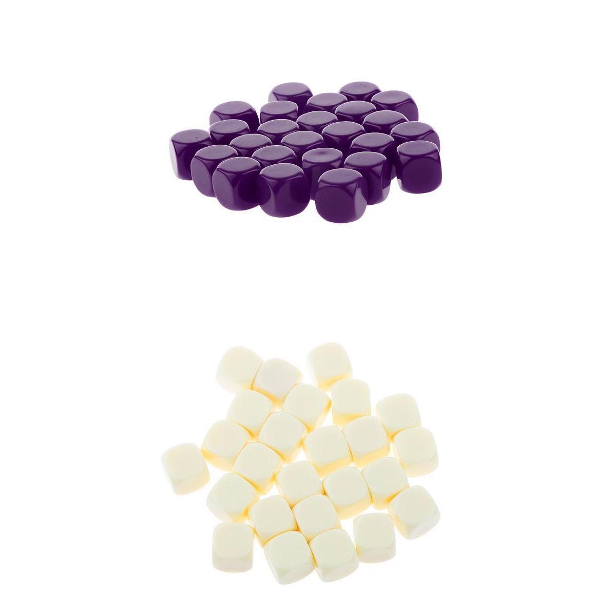 50 Pieces Opaque Blank Dice D6 for D&D RPG Party Games Purple + Beige
