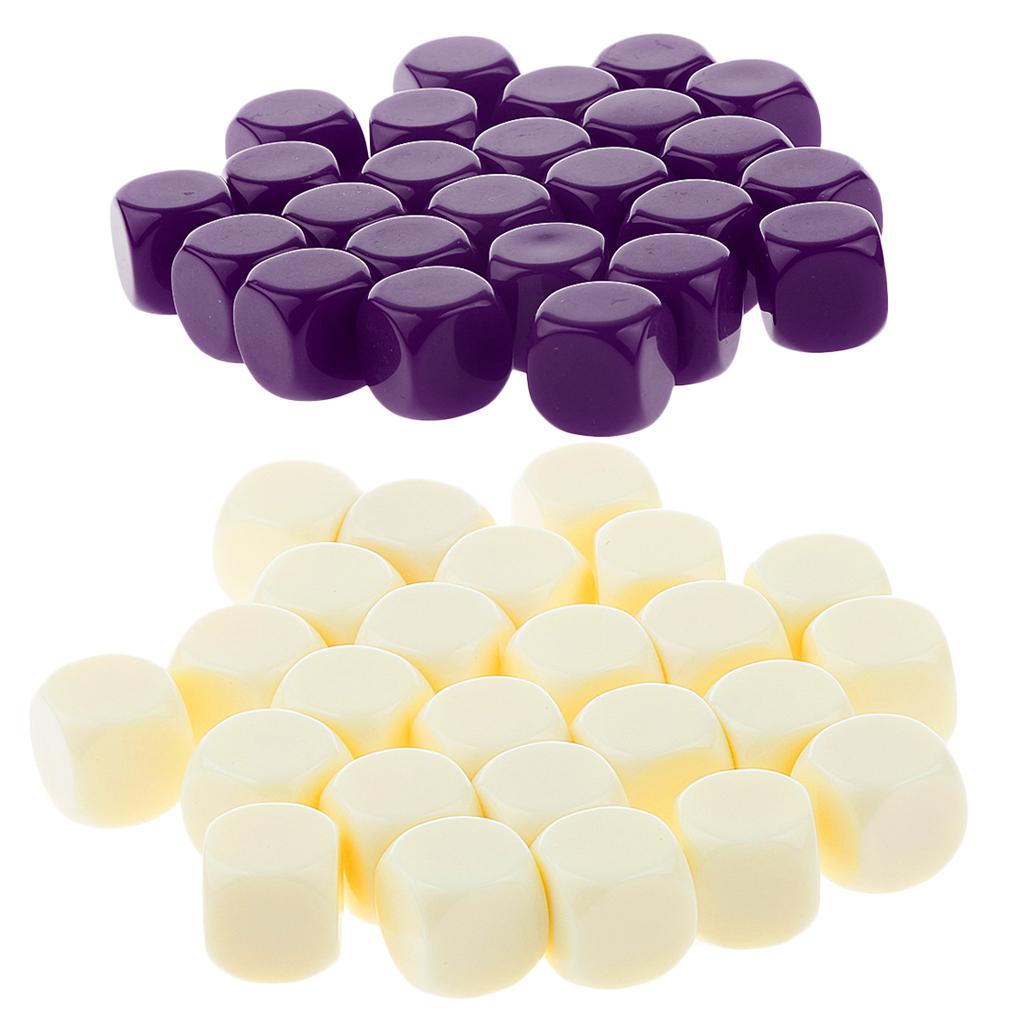 50 Pieces Opaque Blank Dice D6 for D&D RPG Party Games Purple + Beige