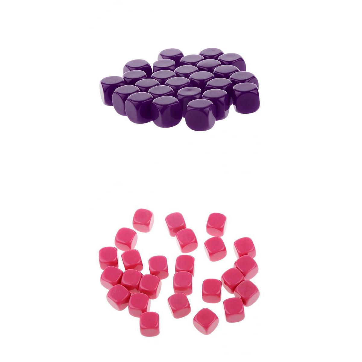 50 Pieces Opaque Blank Dice D6 for D&D RPG Party Games Purple + Rose Red