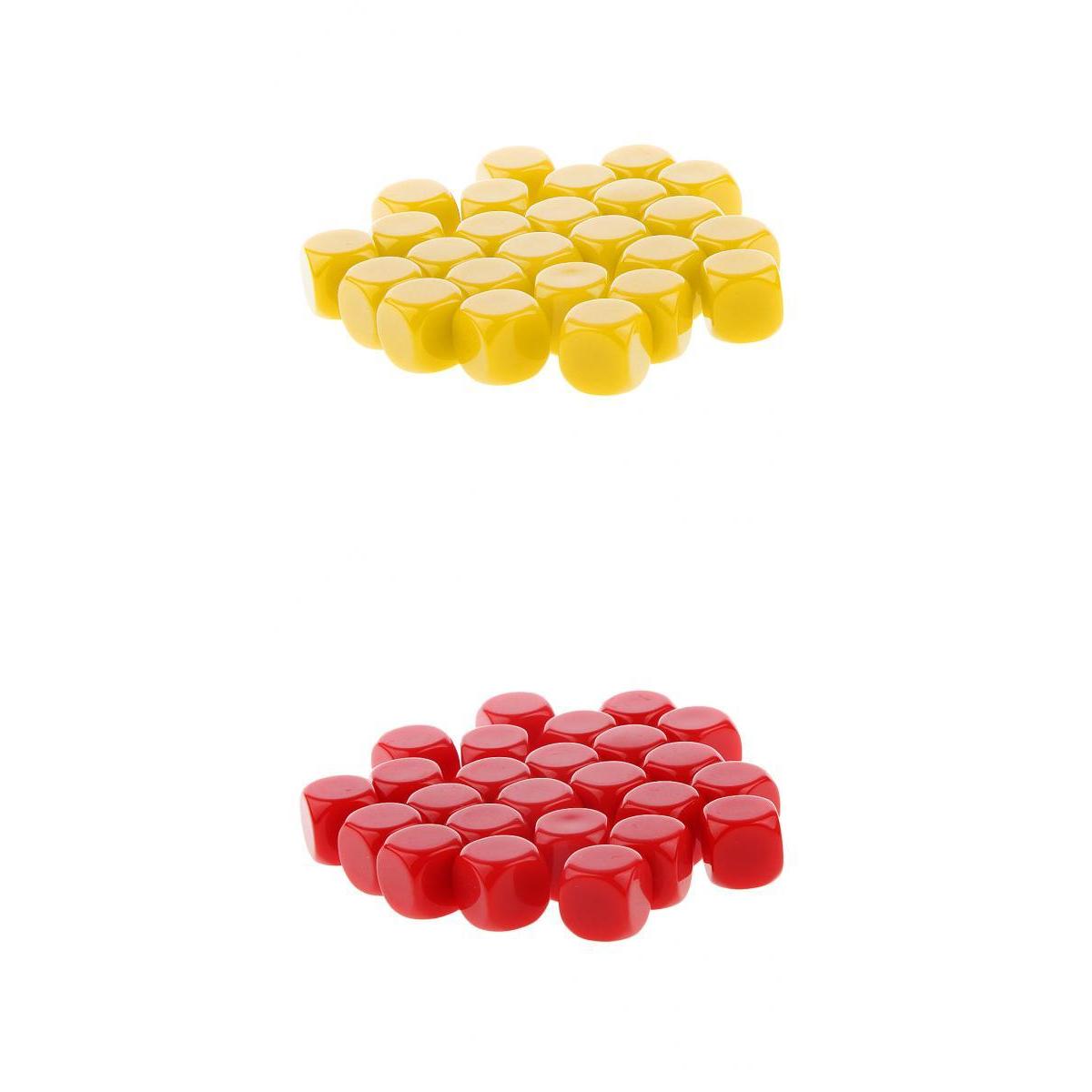 50 Pieces Opaque Blank Dice D6 for D&D RPG Party Games Yellow + Red
