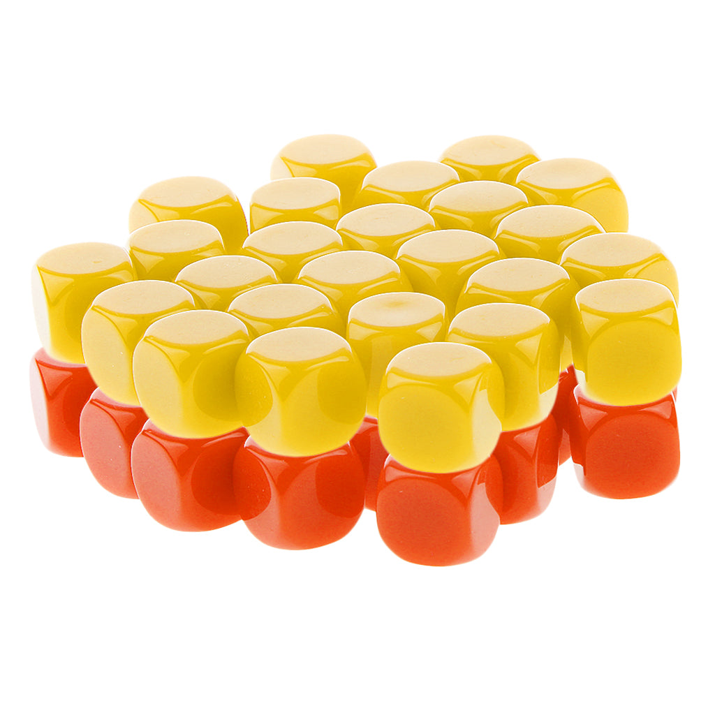 50 Pieces Opaque Blank Dice D6 for D&D RPG Party Games Yellow + Orange