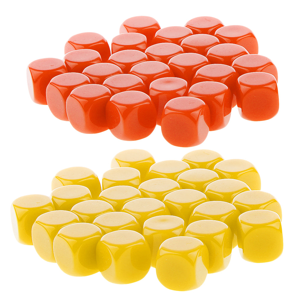 50 Pieces Opaque Blank Dice D6 for D&D RPG Party Games Yellow + Orange