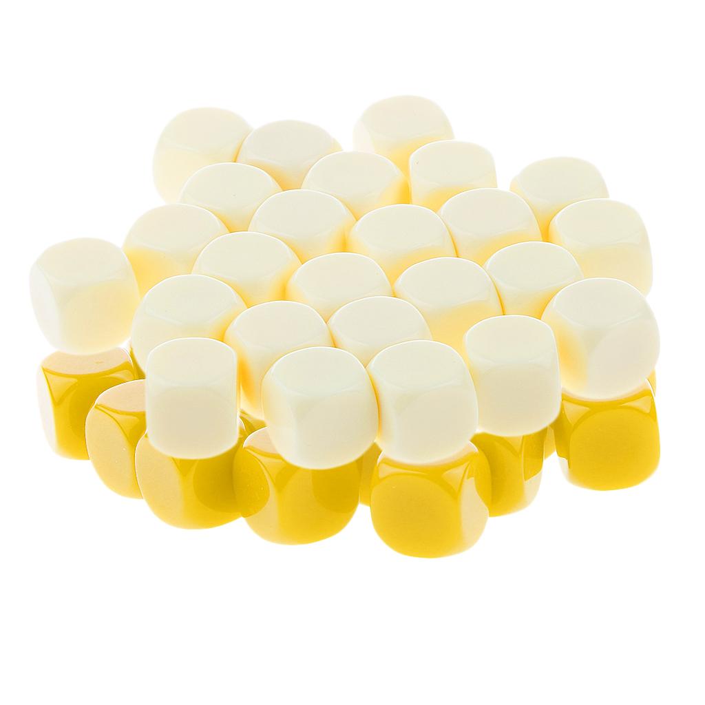 50 Pieces Opaque Blank Dice D6 for D&D RPG Party Games Yellow + Beige