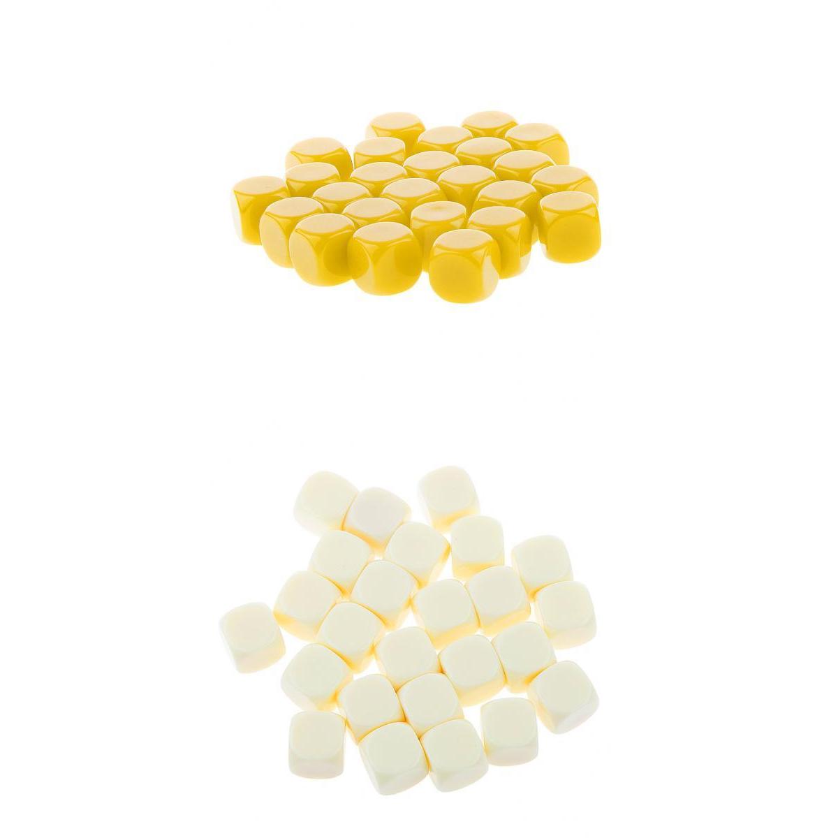 50 Pieces Opaque Blank Dice D6 for D&D RPG Party Games Yellow + Beige