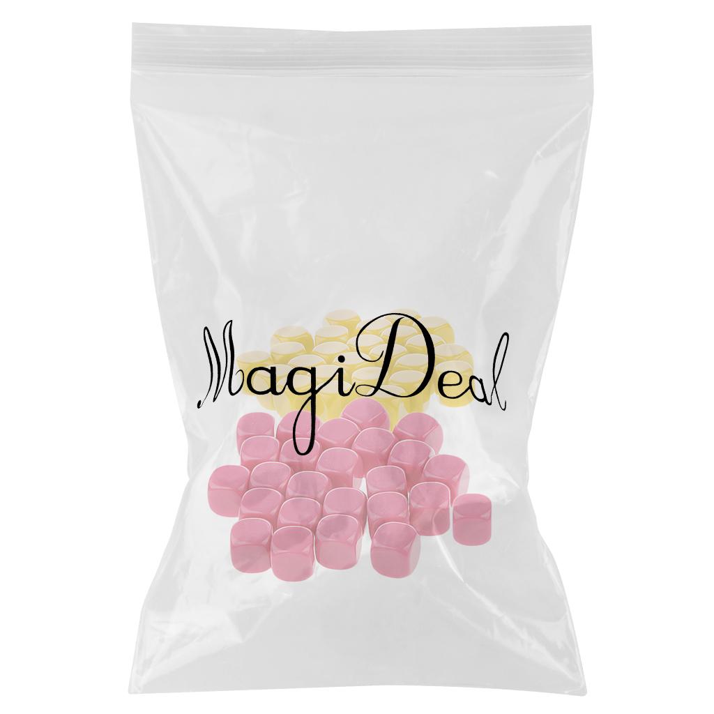 50 Pieces Opaque Blank Dice D6 for D&D RPG Party Games Yellow + Rose Red