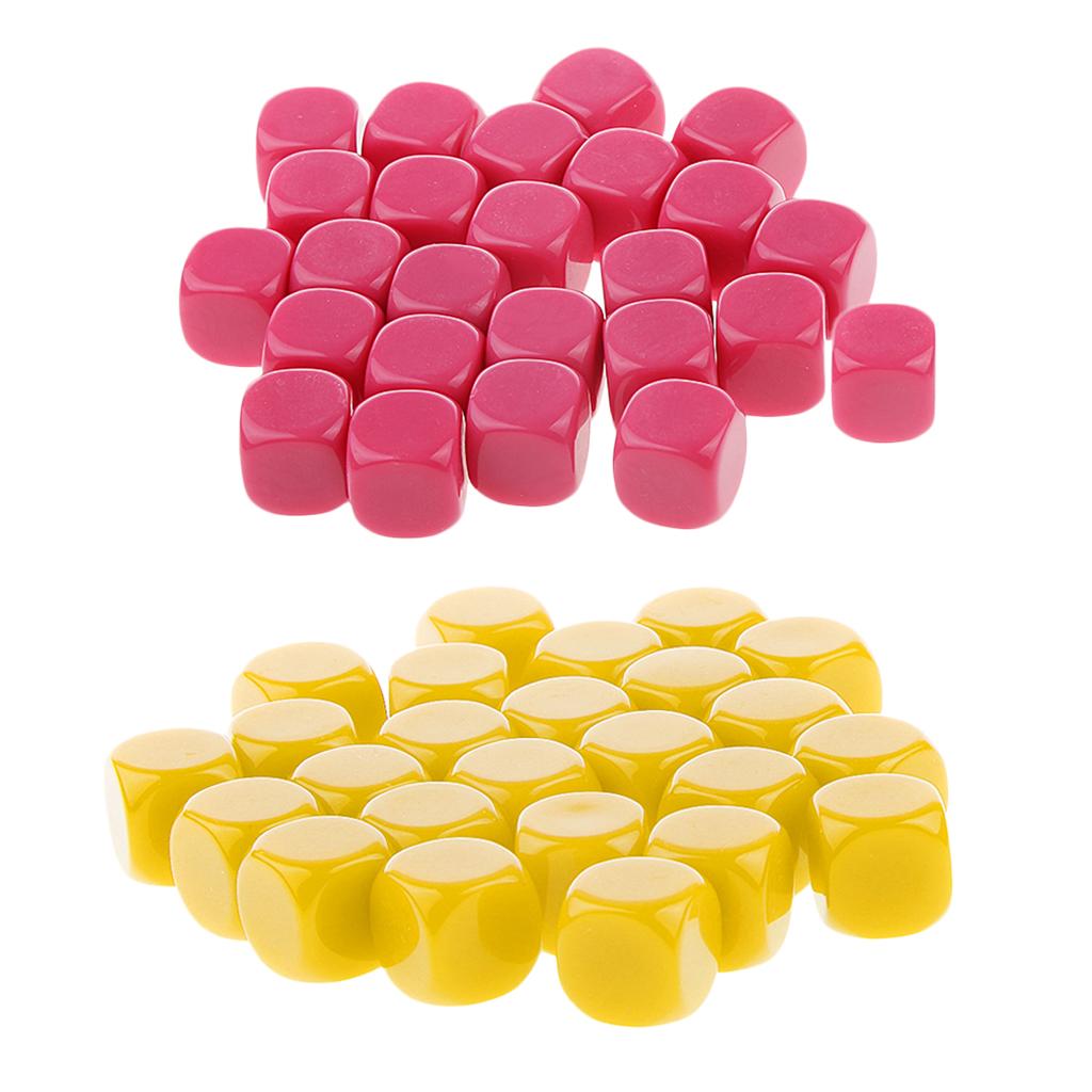 50 Pieces Opaque Blank Dice D6 for D&D RPG Party Games Yellow + Rose Red