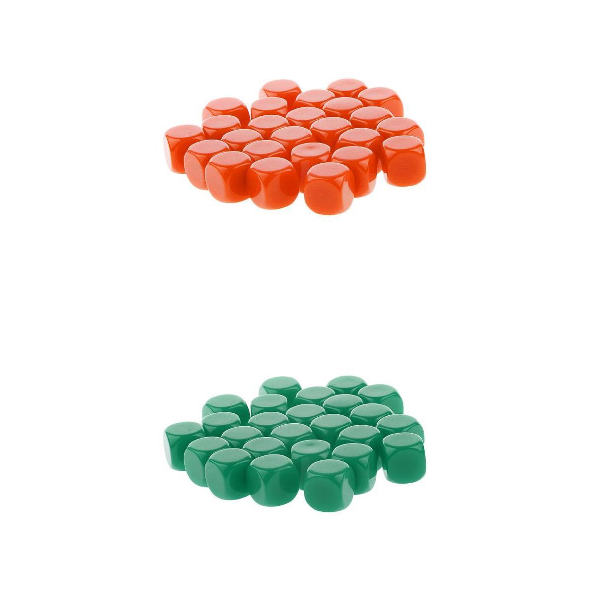 50 Pieces Opaque Blank Dice D6 for D&D RPG Party Games Orange + Green