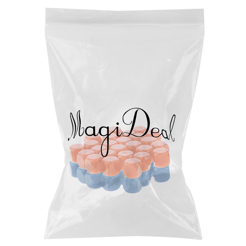 50 Pieces Opaque Blank Dice D6 for D&D RPG Party Games Orange + Blue