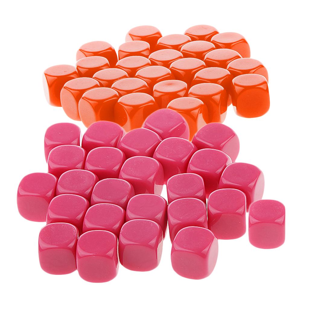 50 Pieces Opaque Blank Dice D6 for D&D RPG Party Games Orange + Rose Red