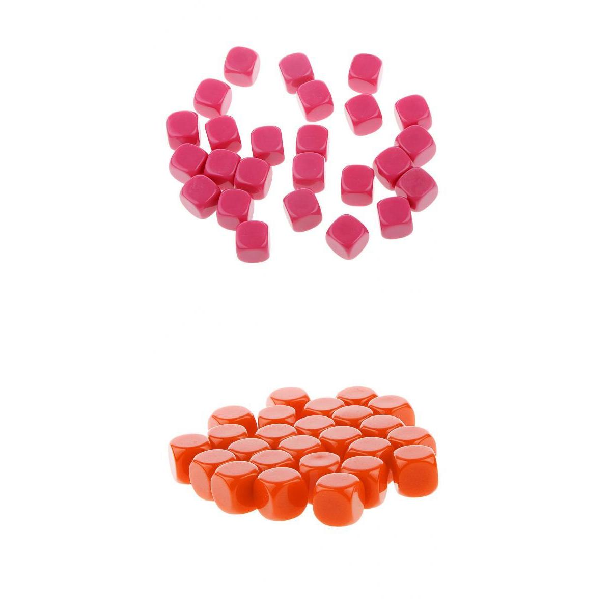50 Pieces Opaque Blank Dice D6 for D&D RPG Party Games Orange + Rose Red