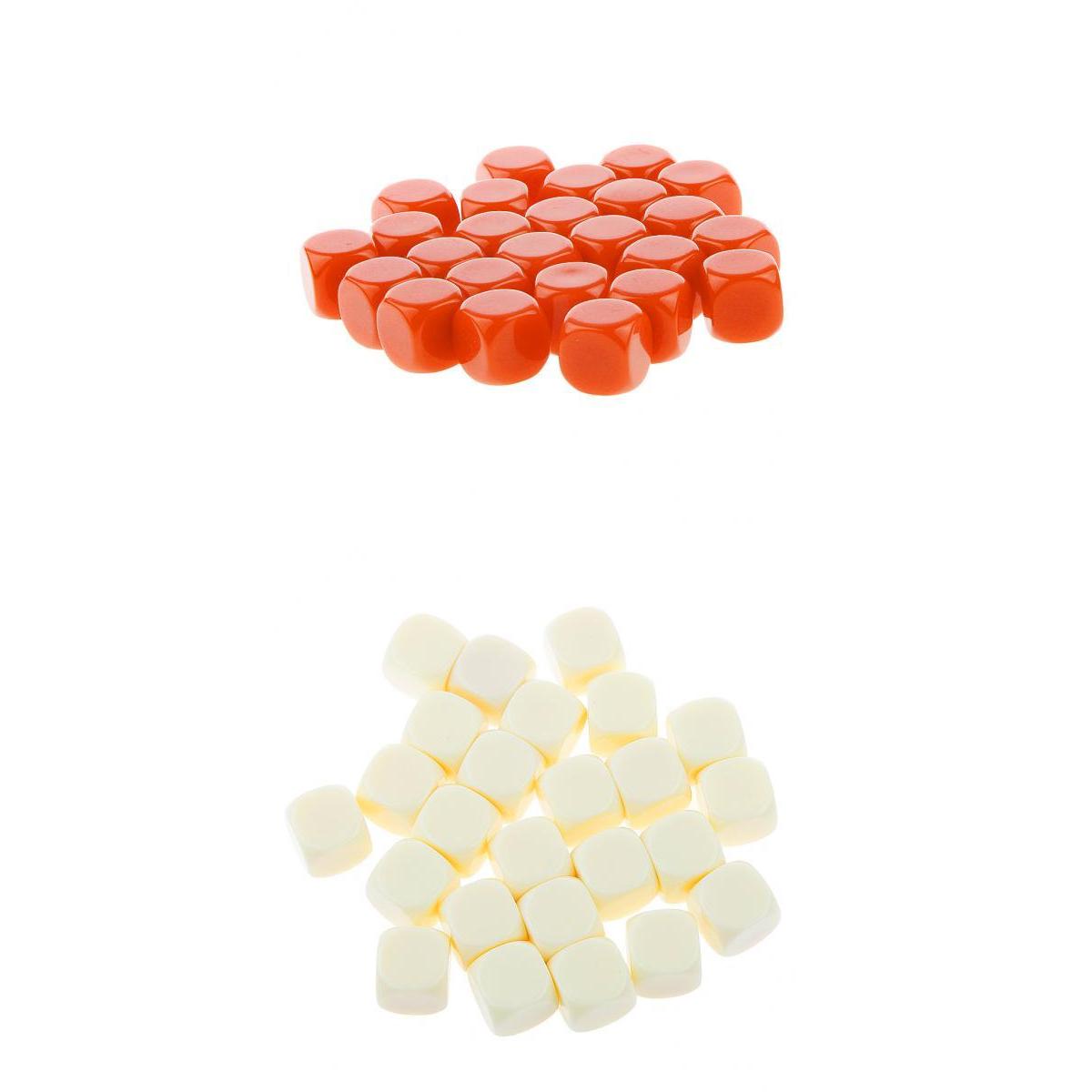 50 Pieces Opaque Blank Dice D6 for D&D RPG Party Games Orange + Beige