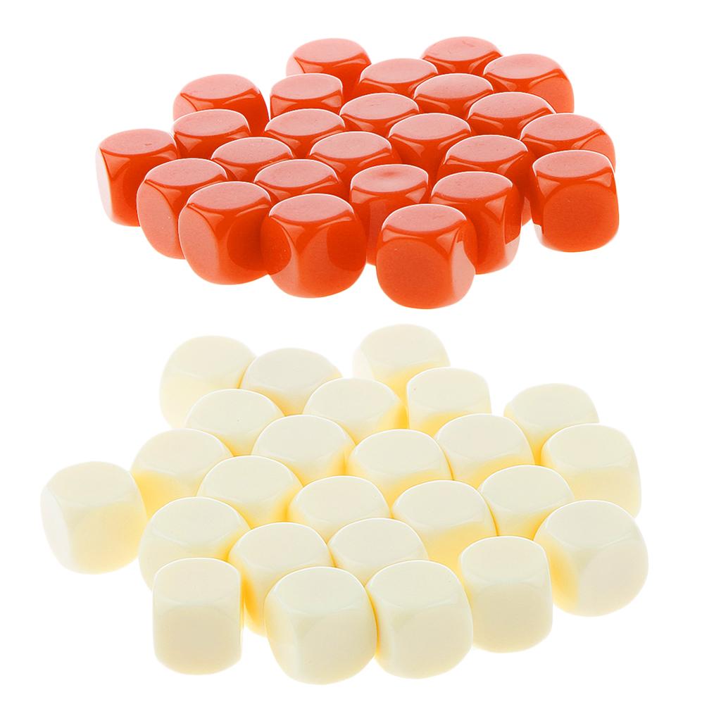 50 Pieces Opaque Blank Dice D6 for D&D RPG Party Games Orange + Beige
