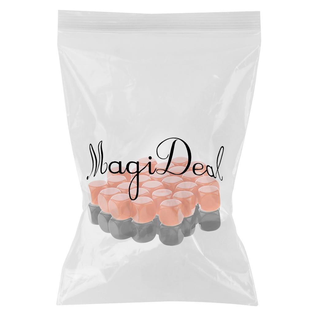 50 Pieces Opaque Blank Dice D6 for D&D RPG Party Games Orange + Black