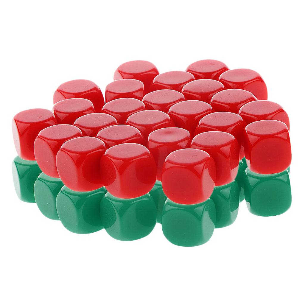 50 Pieces Opaque Blank Dice D6 for D&D RPG Party Games Green + Red