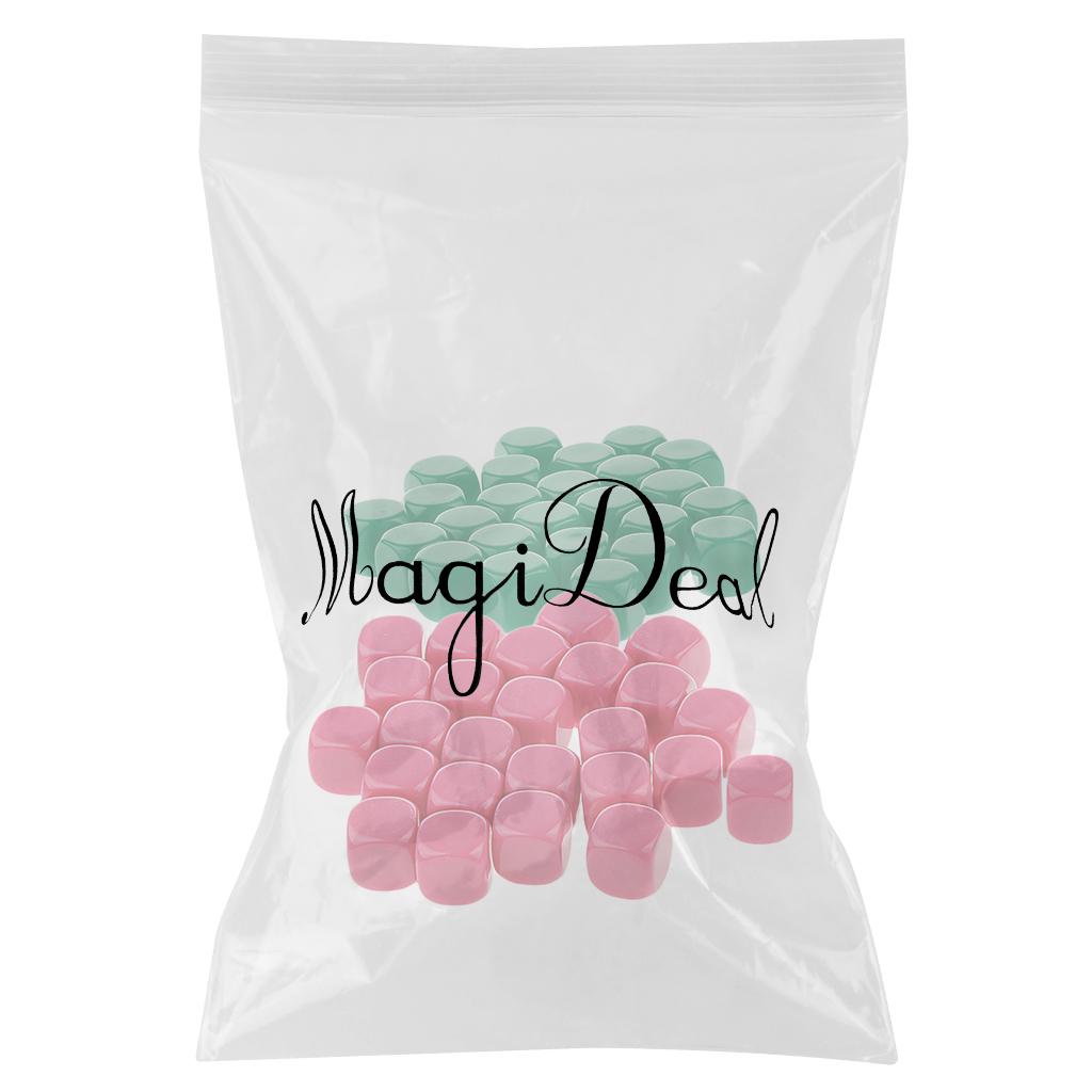 50 Pieces Opaque Blank Dice D6 for D&D RPG Party Games Green + Rose Red