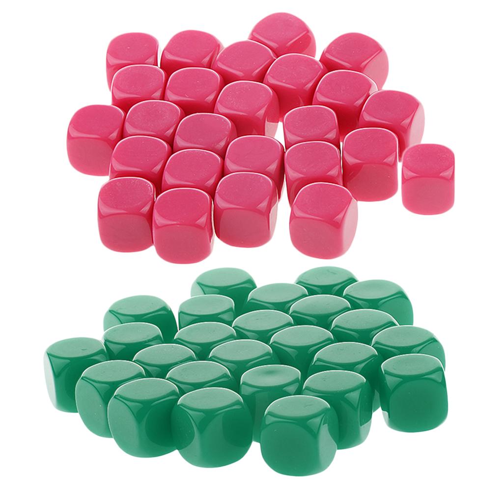 50 Pieces Opaque Blank Dice D6 for D&D RPG Party Games Green + Rose Red