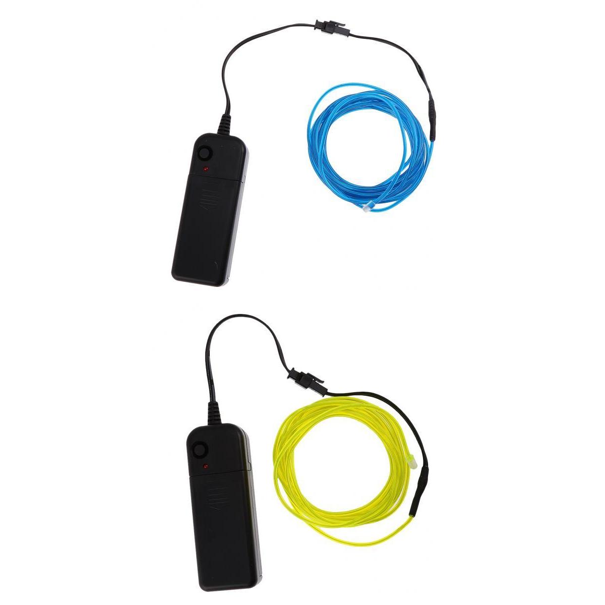 2PCS Luminescent Neon LED Lights Glow EL Wire String 5 Meters Blue Green