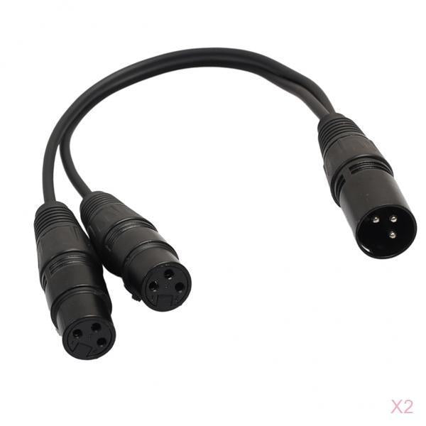 2Pack XLR Audio Y-Splitter Cable Connector 3Pin Male to 2 Female Adapter 1ft