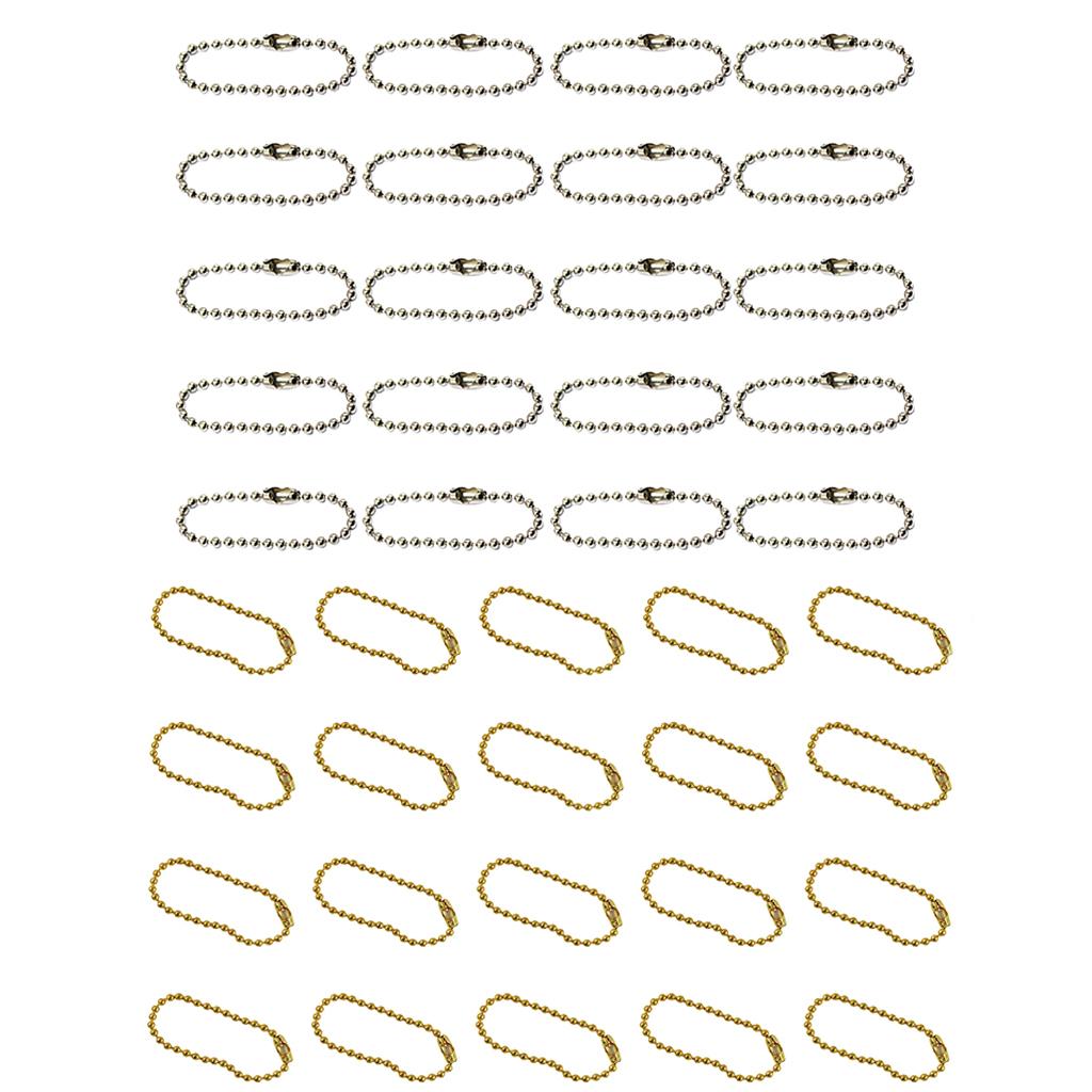 40pcs 10cm Long Bead Connector Clasp 2.4 mm Diameter Ball Chains Keychain
