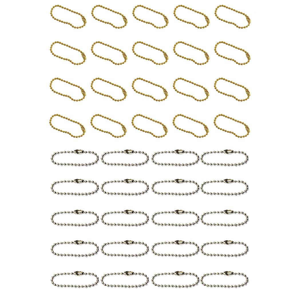 40pcs 10cm Long Bead Connector Clasp 2.4 mm Diameter Ball Chains Keychain