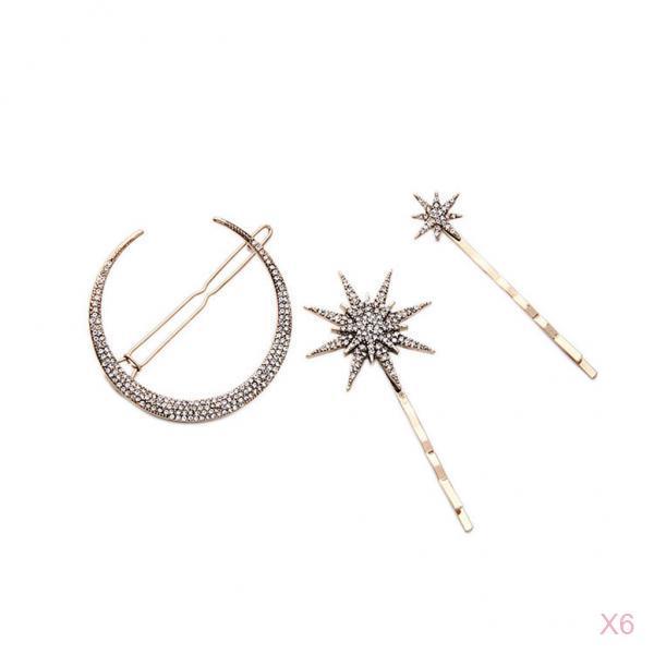 18 Piece Popualr Crystal Moon Star Rhinestone Hairpin Hair Clip Jewelry Gift