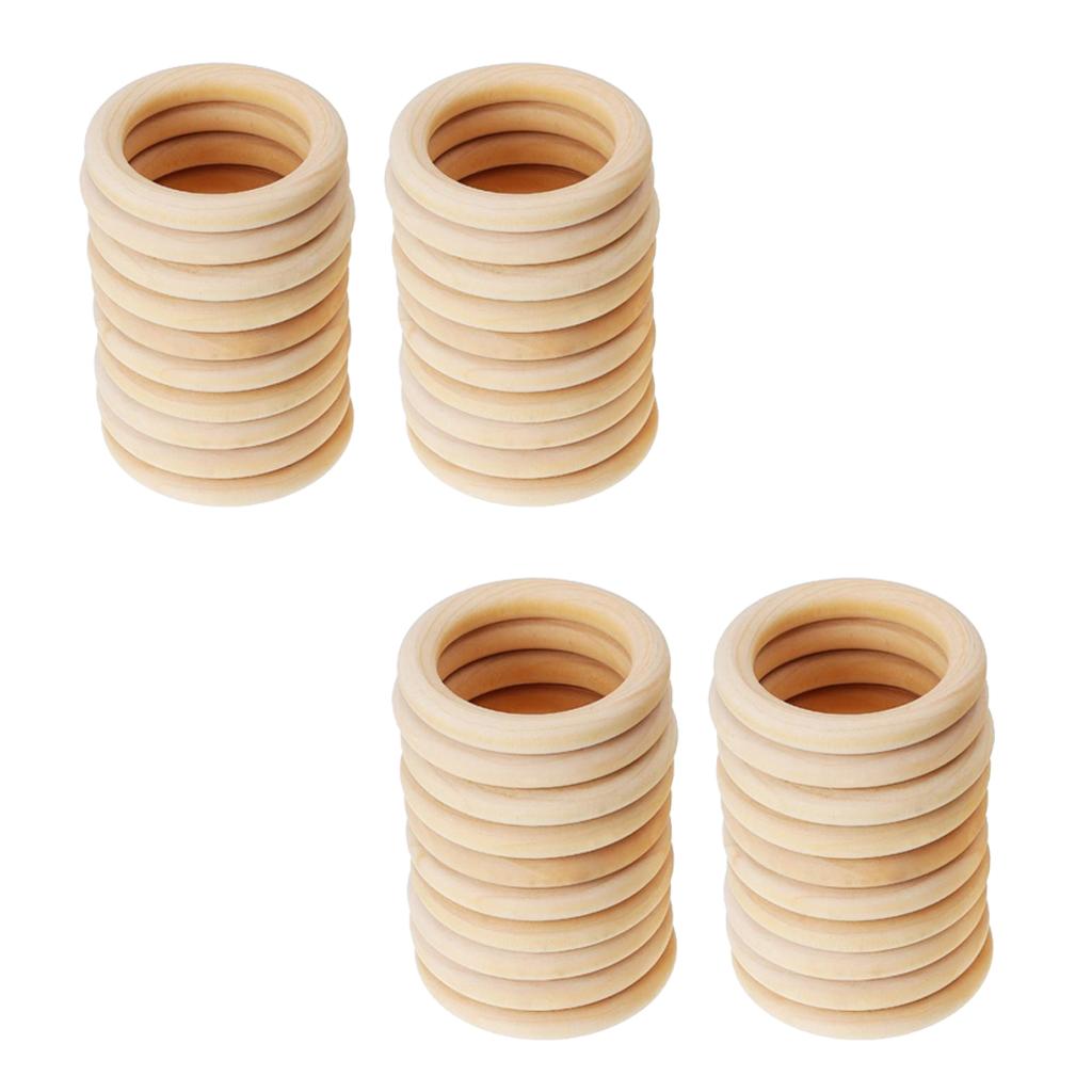 40 Pieces Handmade Natural Wooden Teething Rings Baby Teether Toys 60&45mm