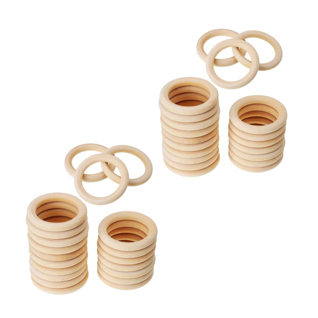 40 Pieces Wholesale Natural Wood Rings Loops DIY Painting Wood 70&60mm