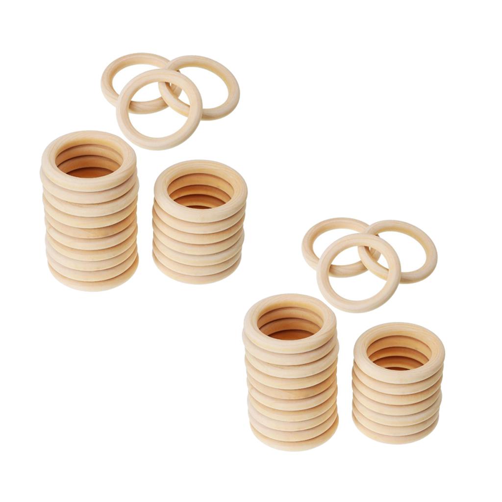 40 Pieces Wholesale Natural Wood Rings Loops DIY Painting Wood 70&60mm
