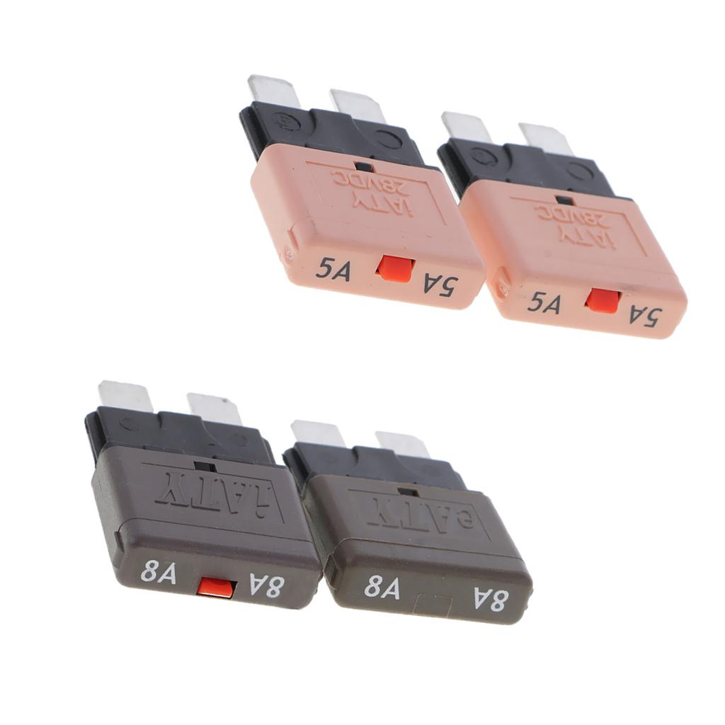 4Pcs 28V 8A+5A Auto Car Truck Boat Mini Blade Fuses Manual Circuit Breaker