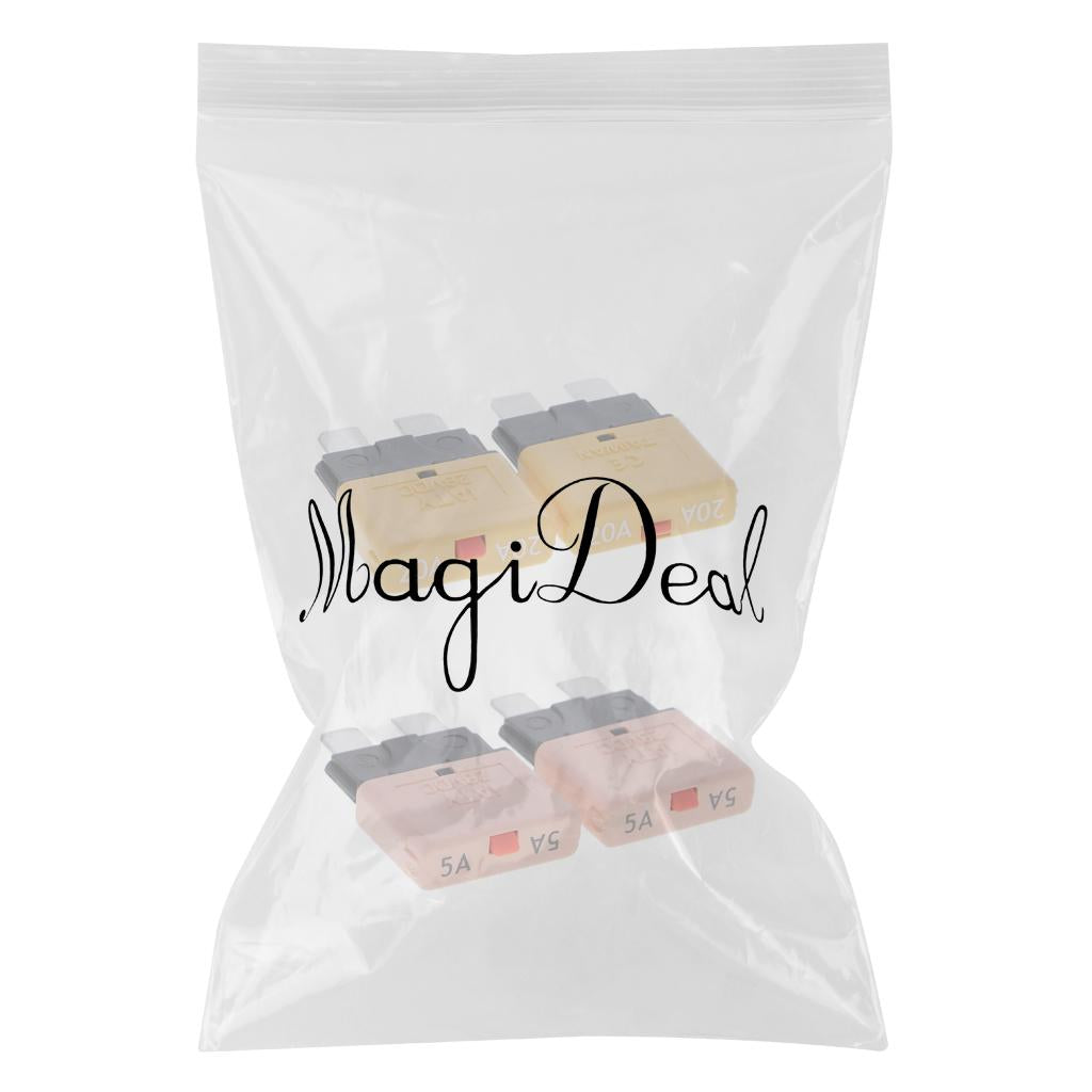 4Pcs 28V 20A+5A Auto Car Truck Boat Mini Blade Fuses Manual Circuit Breaker