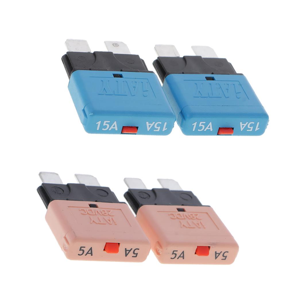 4Pcs 28V 15A+5A Auto Car Truck Boat Mini Blade Fuses Manual Circuit Breaker