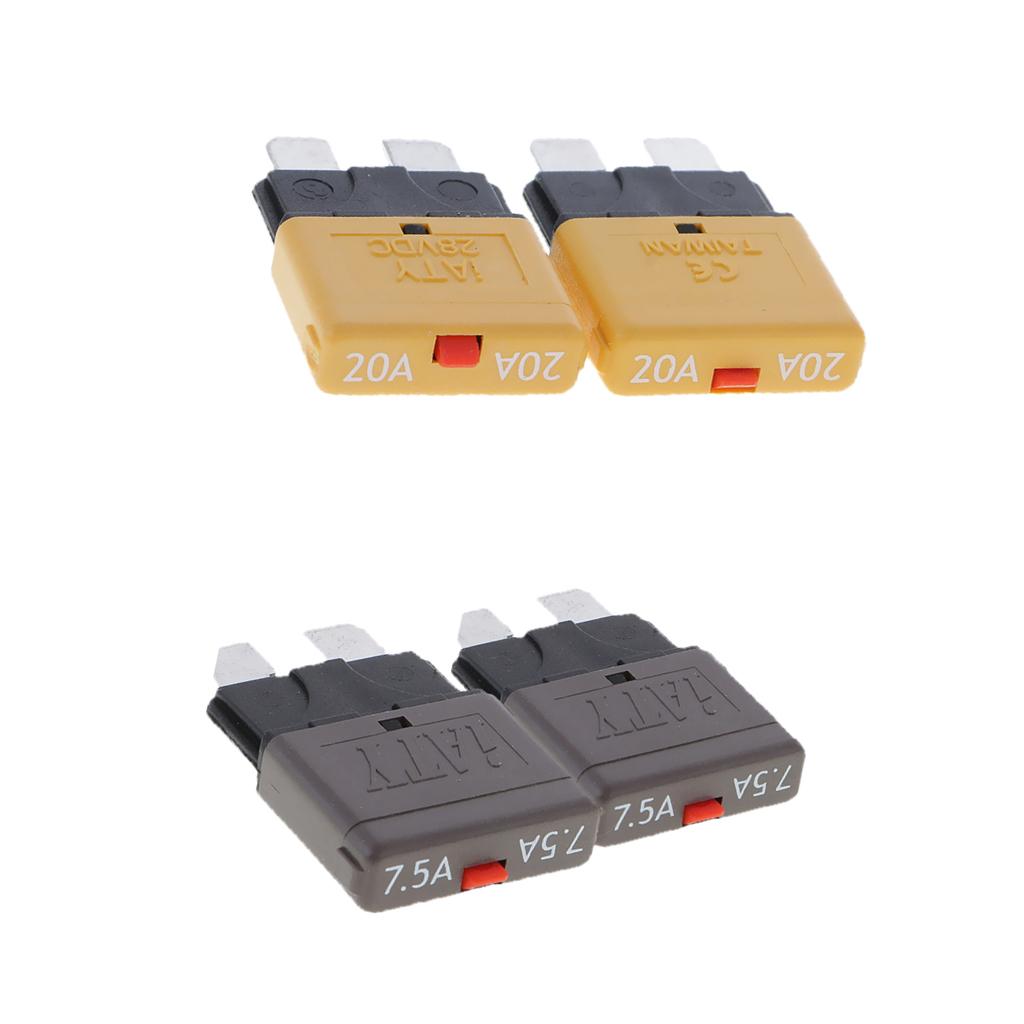 4Pcs 28V 7.5A+20A Car Truck Boat Mini Blade Fuses Manual Circuit Breaker