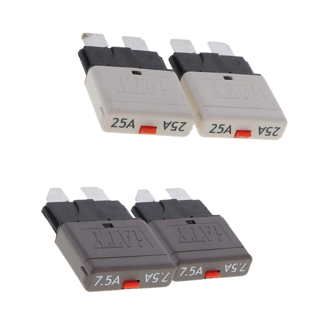 4Pcs 28V 7.5A+25A Car Truck Boat Mini Blade Fuses Manual Circuit Breaker