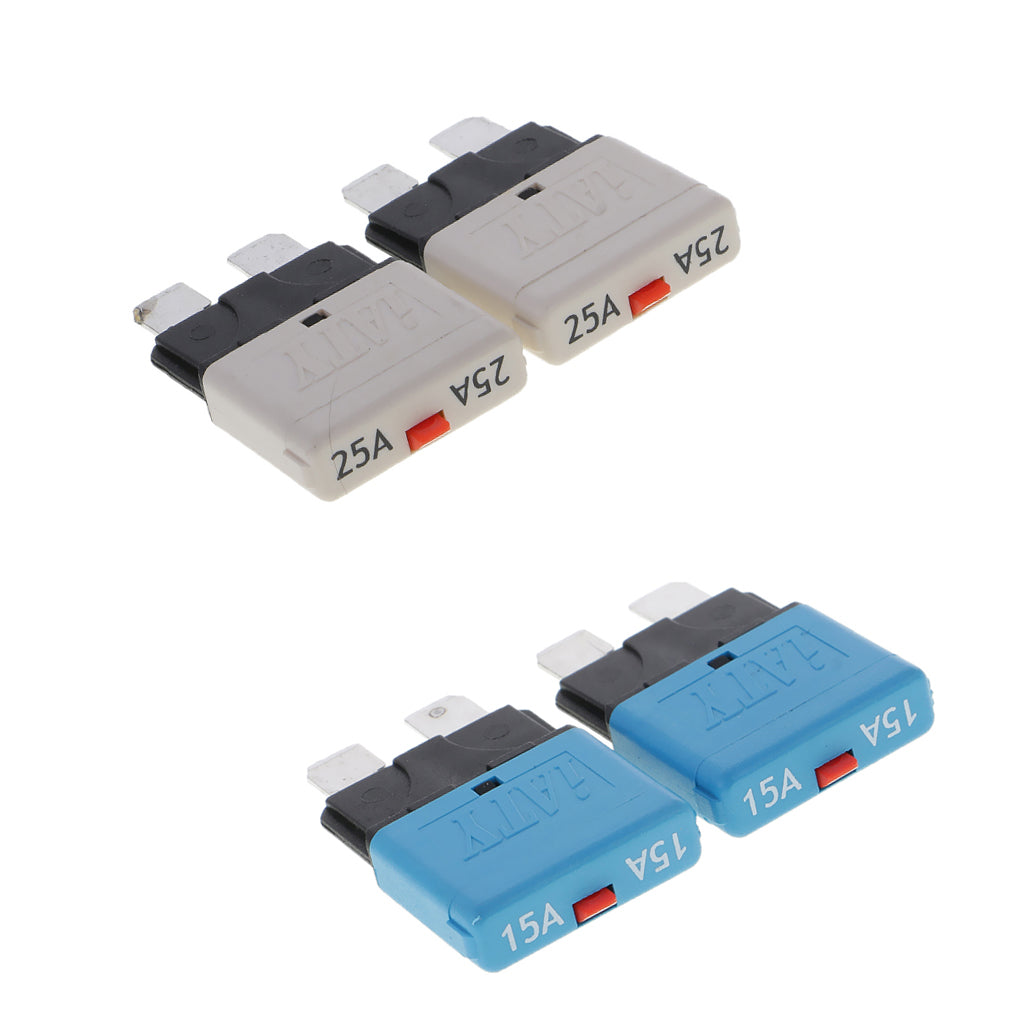 4 Pieces 15A 25A 28V Marine Blade Fuse Auto Circuit Breaker