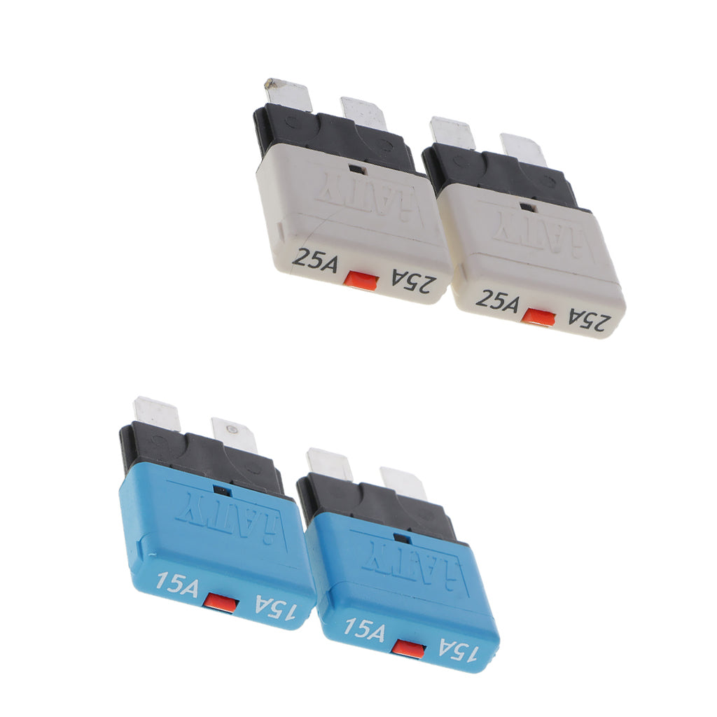 4 Pieces 15A 25A 28V Marine Blade Fuse Auto Circuit Breaker