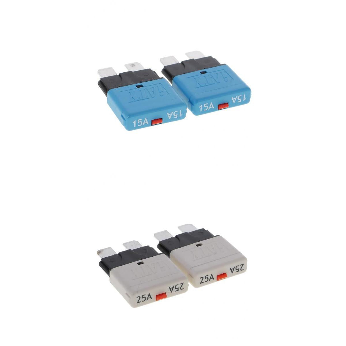 4 Pieces 15A 25A 28V Marine Blade Fuse Auto Circuit Breaker