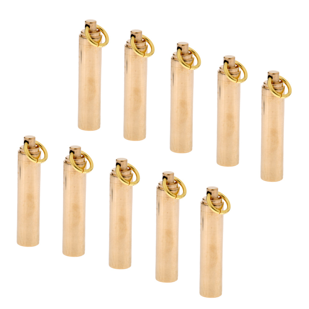 10 Pieces Waterproof Brass Capsule Holder Pill Container Box Case Key Ring