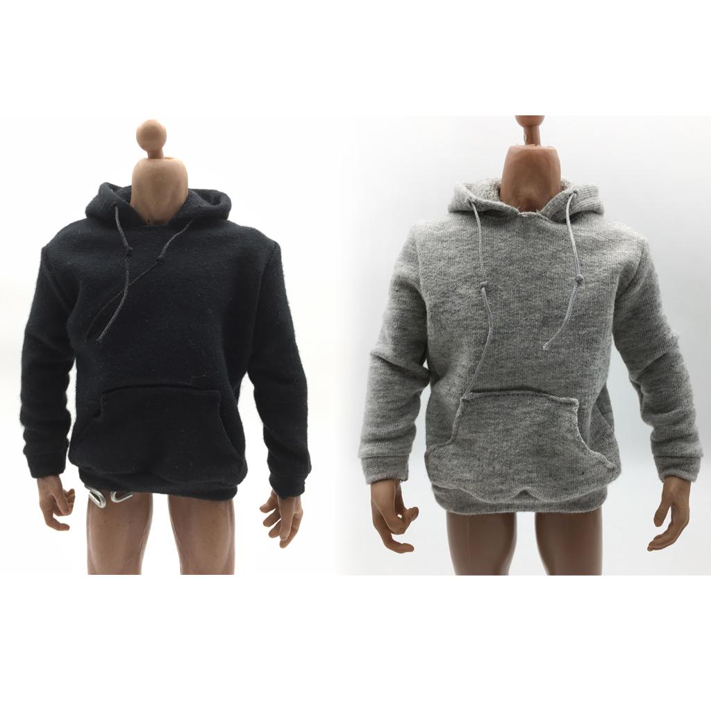 2 Pieces 1/6 Scale Mens Long Hoodies Sweatshirts for 12'' Action Figure