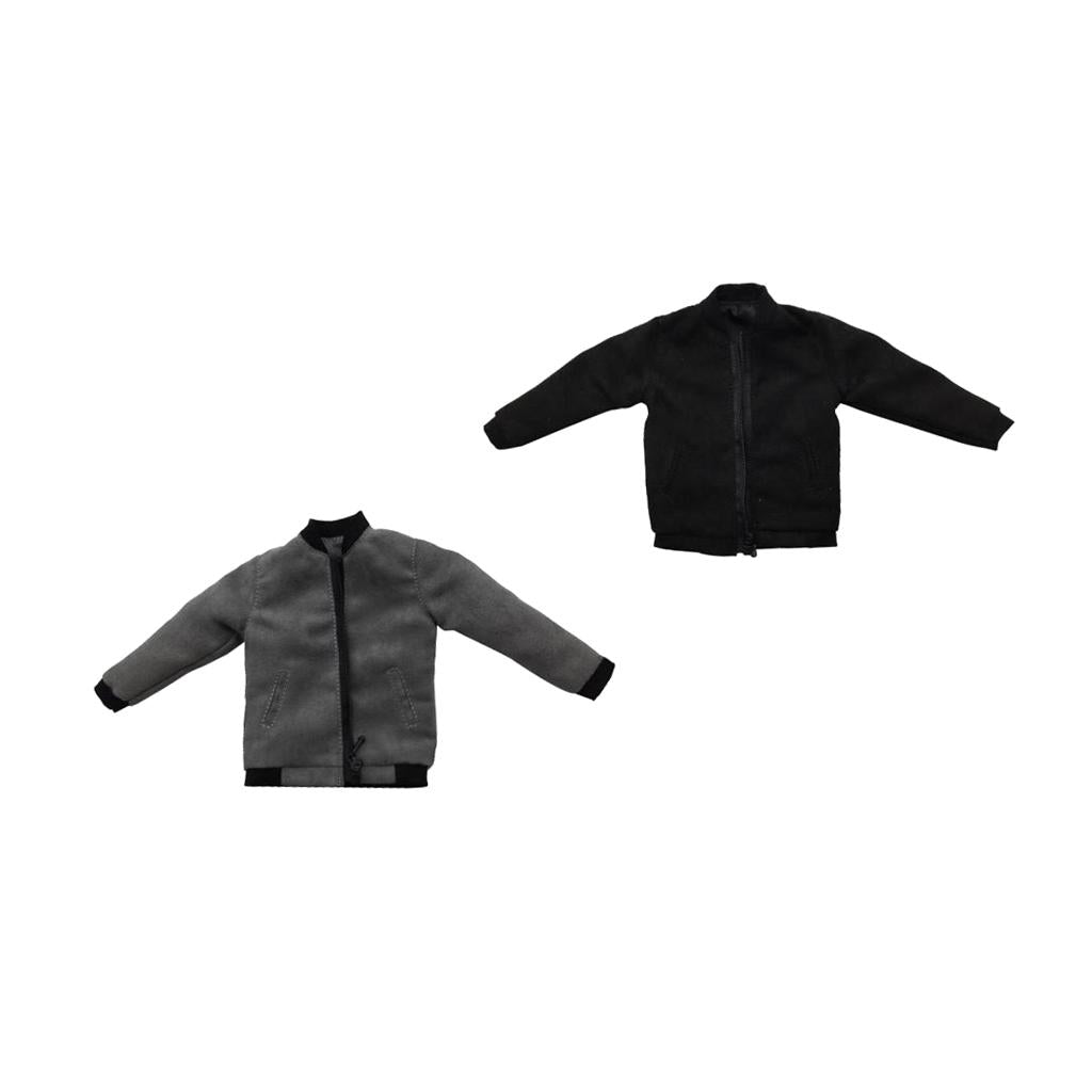 2 Pieces 1/6 Scale Mens Zip Up Jacket for 12'' Action Figure
