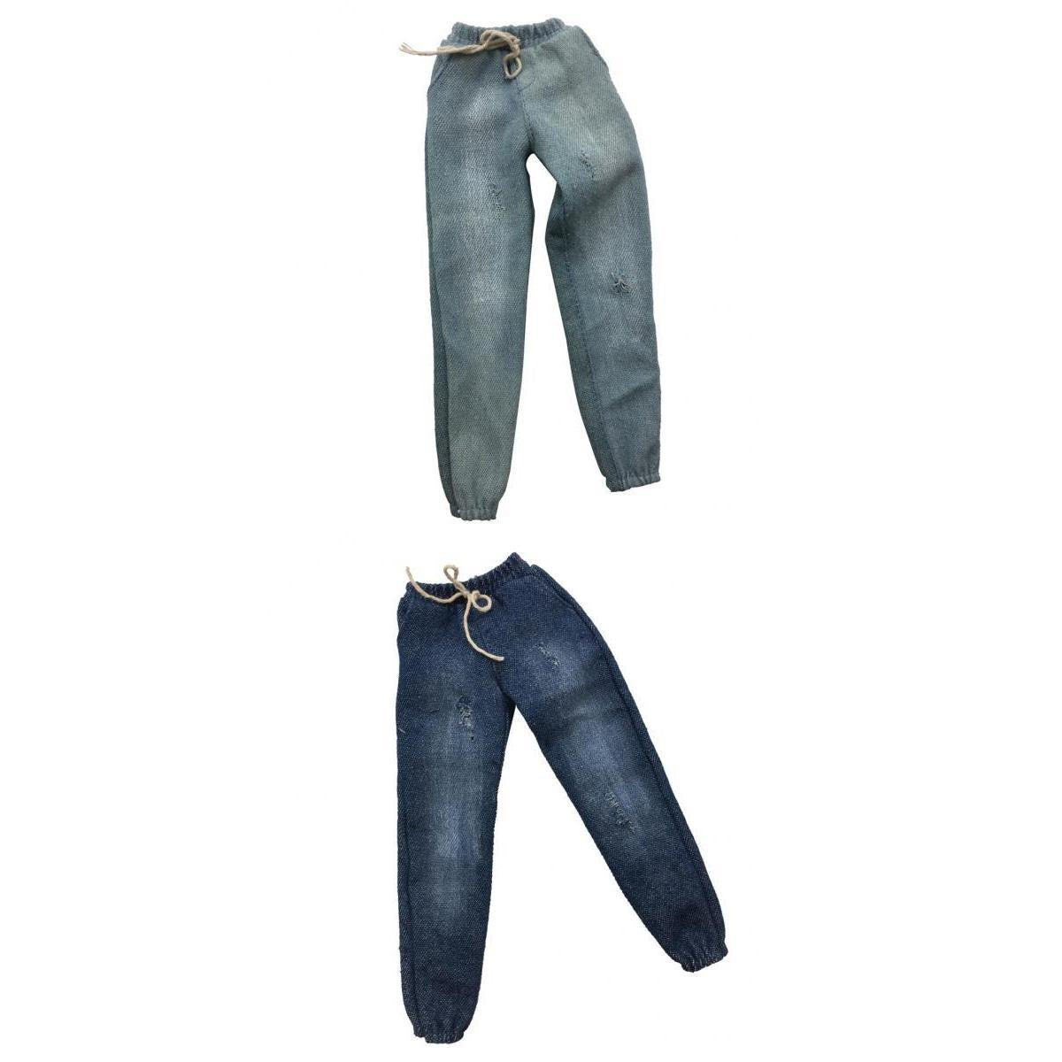 2 Pieces 1/6 Scale Mens Casual Jeans Denim Pants for 12'' Action Figure