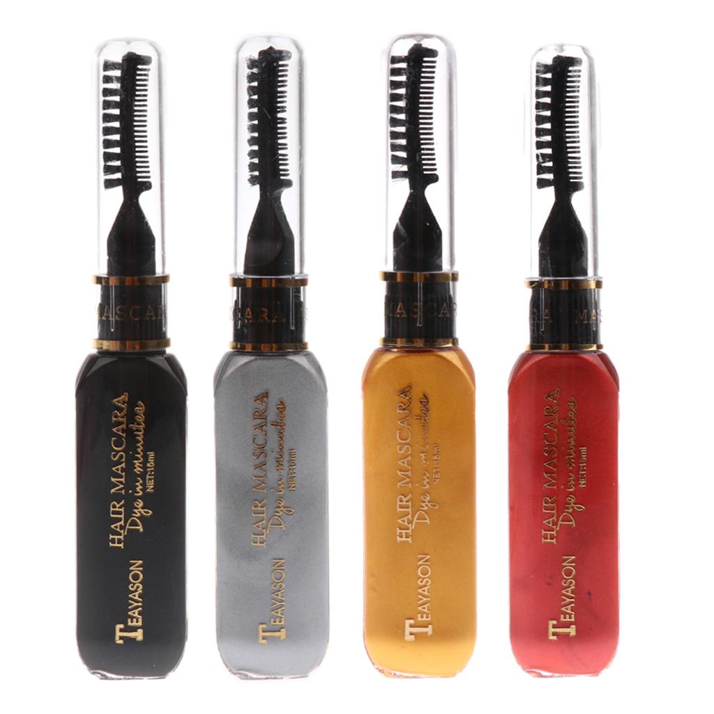 4 Colors Disposable Hair Color Dye Tint Highlight Streak Mascara with Brush
