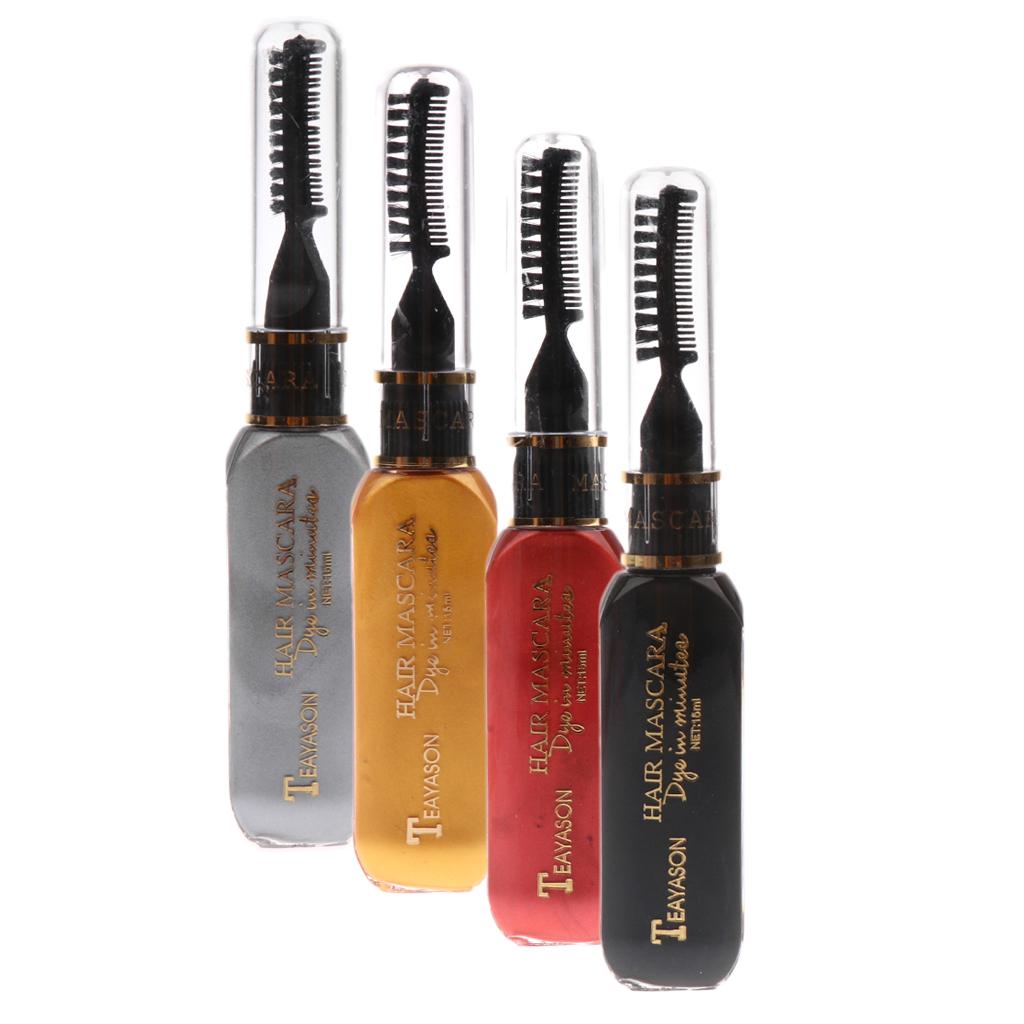 4 Colors Disposable Hair Color Dye Tint Highlight Streak Mascara with Brush