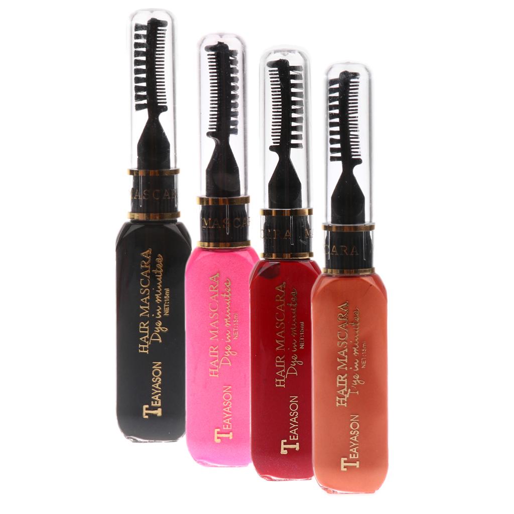 4 Colors Disposable Hair Color Chalk Dye Tint Highlight Streak Mascara Brush