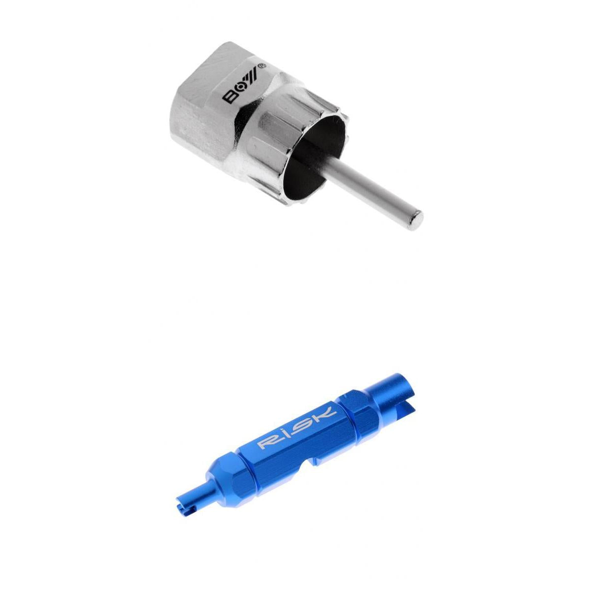 Bike Bicycle Cassette Flywheel Lockring Remover Tool + Valve Core Extractor
