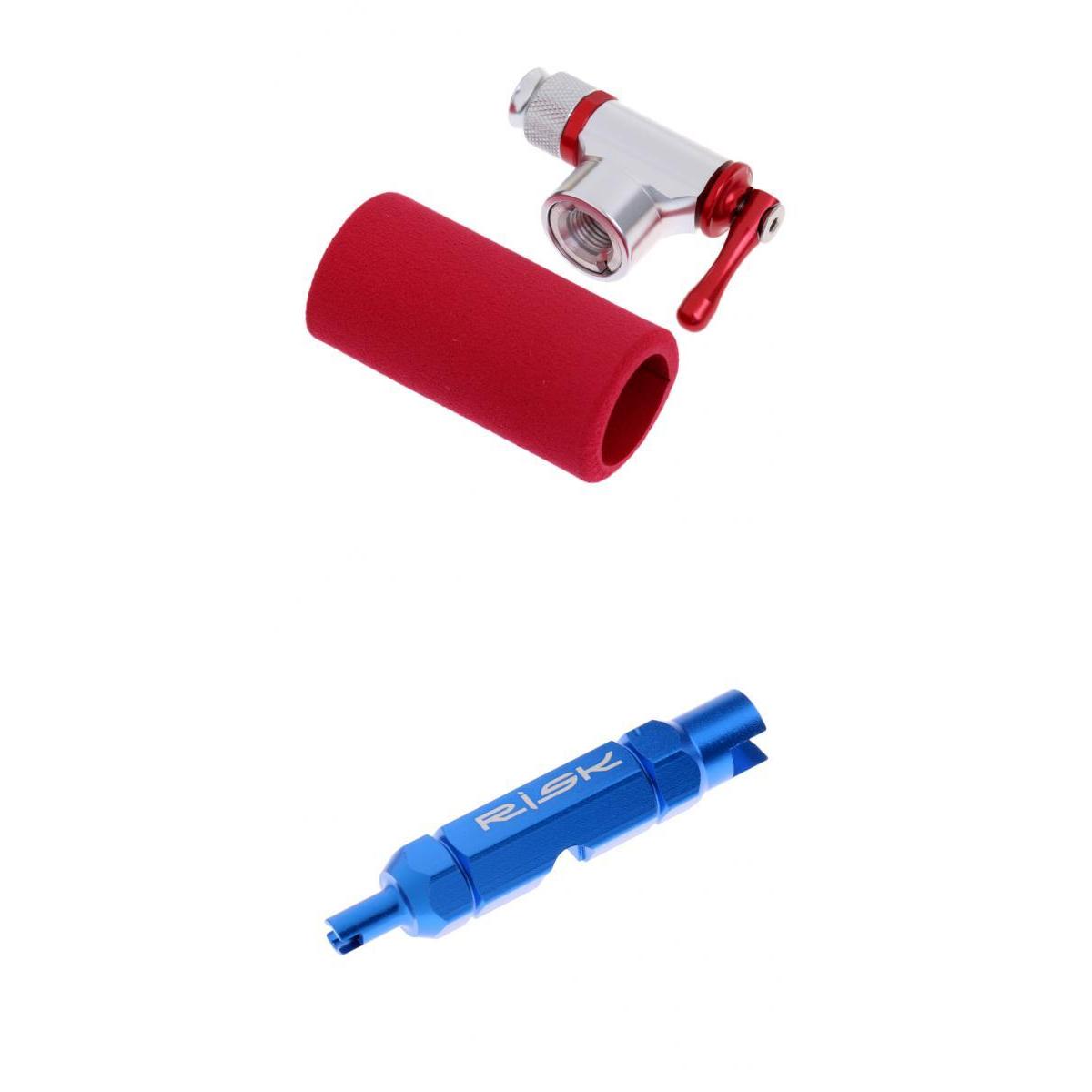 Bike Bicycle Air Pump CO2 Inflator + Valve Core Extractor Remover Tool