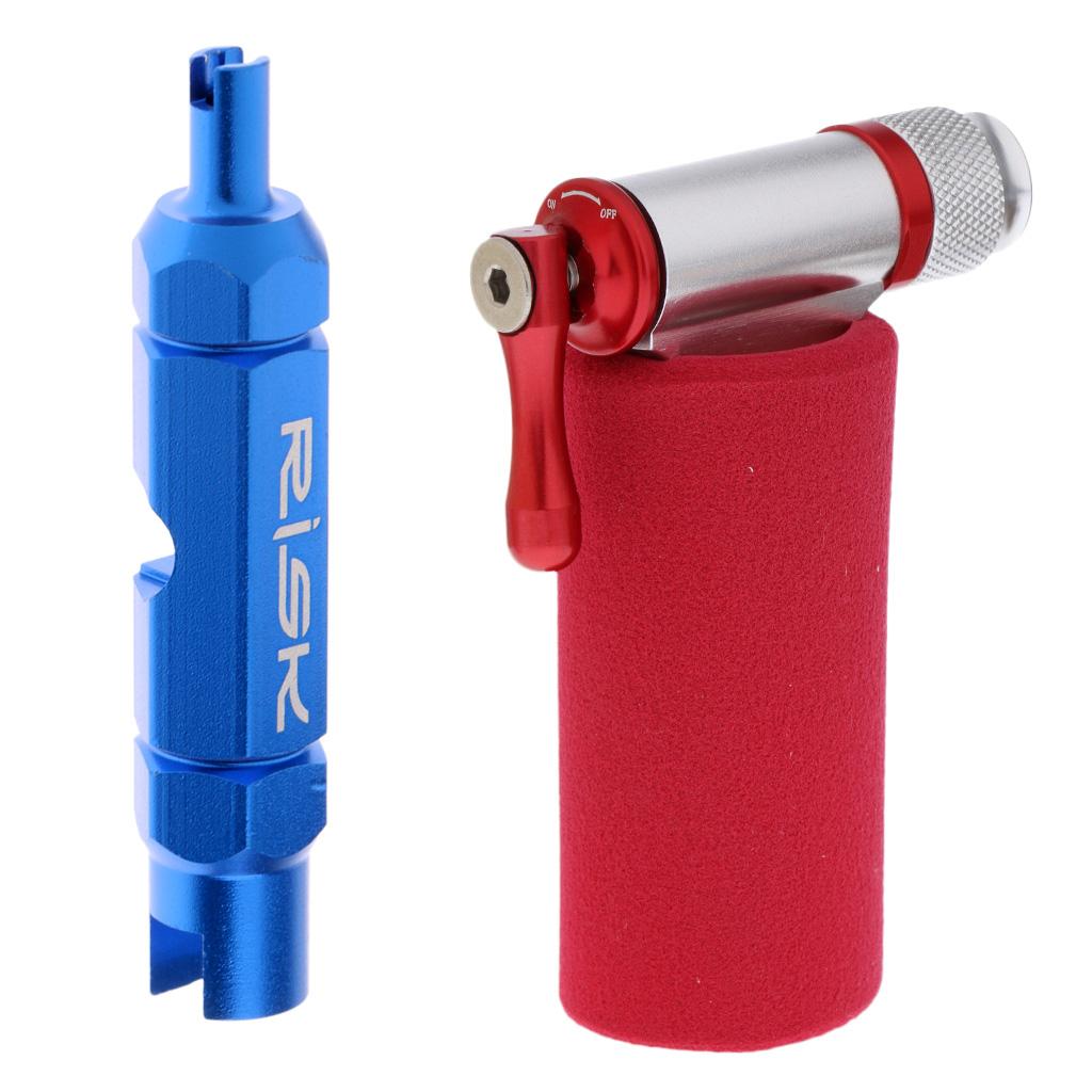 Bike Bicycle Air Pump CO2 Inflator + Valve Core Extractor Remover Tool