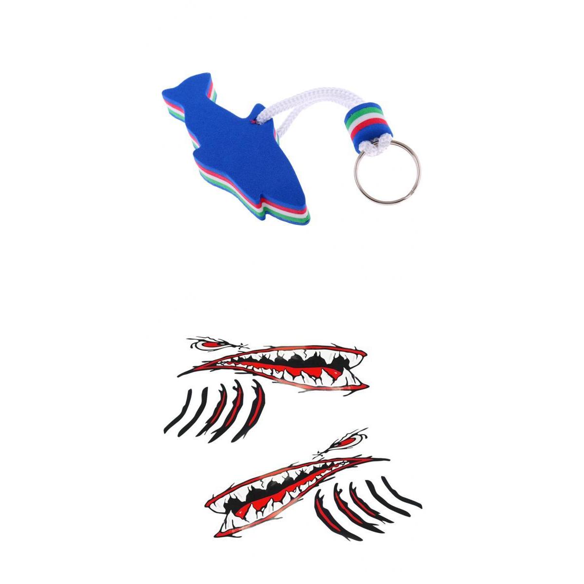 2 Pieces Shark Teeth Mouth Stickers Decal for Floating Keyring for Boating