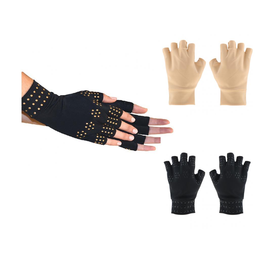 2 Pairs Magnetic Anti Arthritis Health Compression Gloves Fingerless Glove