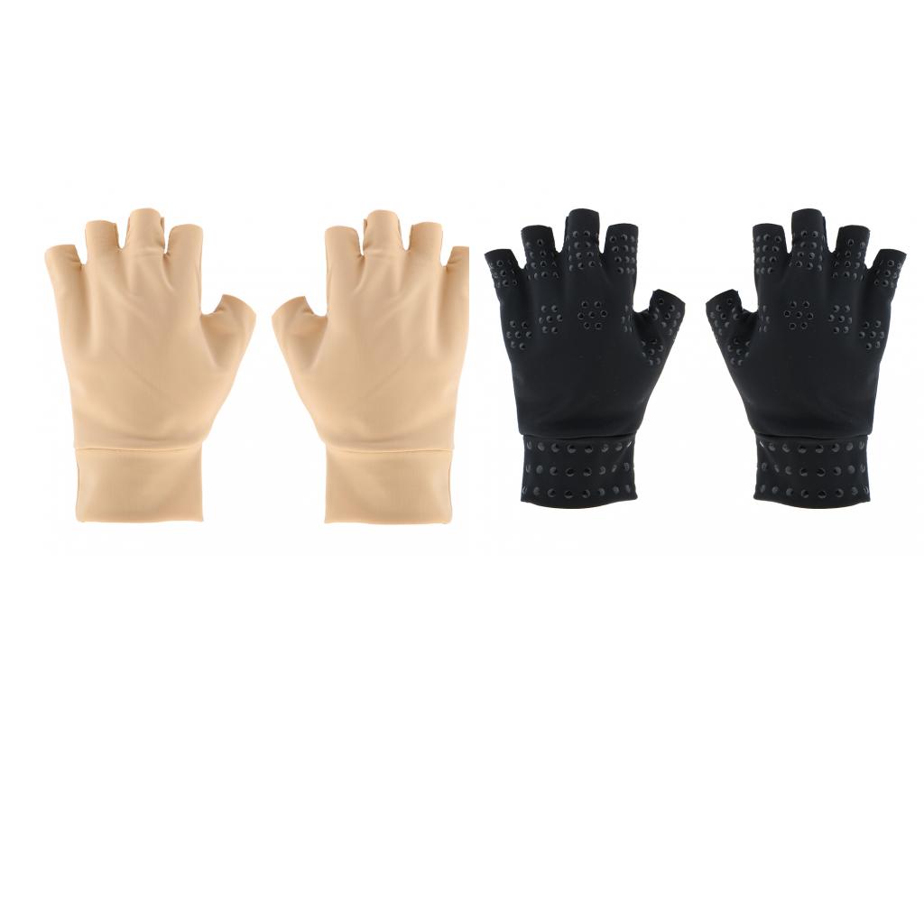 2 Pairs Magnetic Anti Arthritis Health Compression Gloves Fingerless Glove